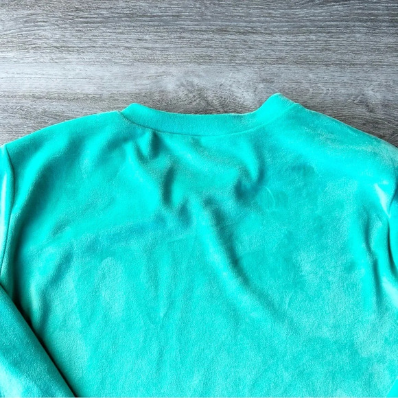 Zella Turquoise  V Neck Velvet Pullover Sweater - Picture 15 of 16